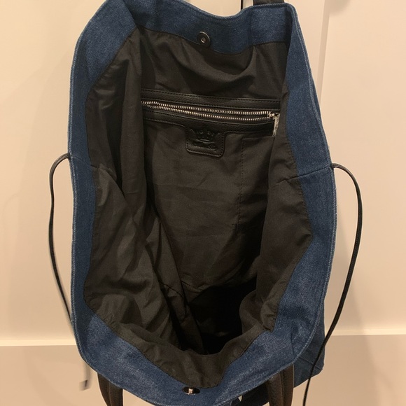 Large denim shopping bag w/ white stripe and stars - Picture 3 of 6